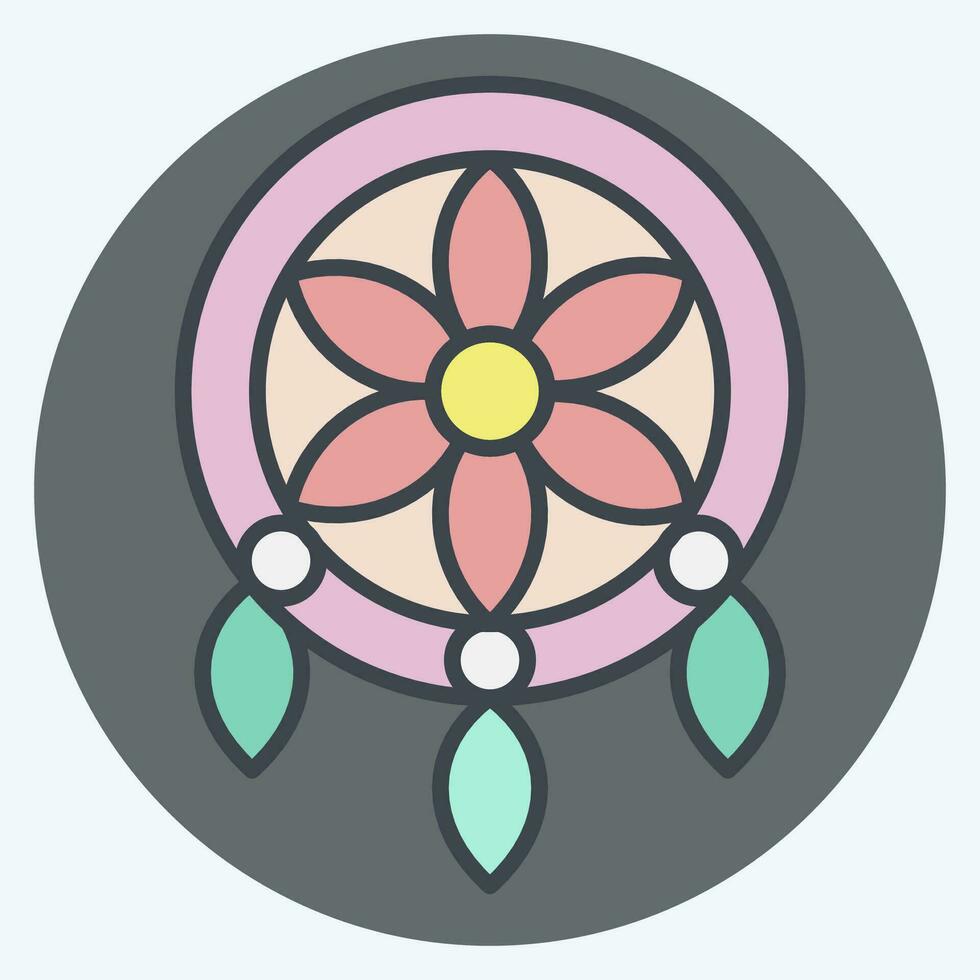 Icon Dreamcatcher. related to American Indigenous symbol. color mate style. simple design editable. simple illustration vector