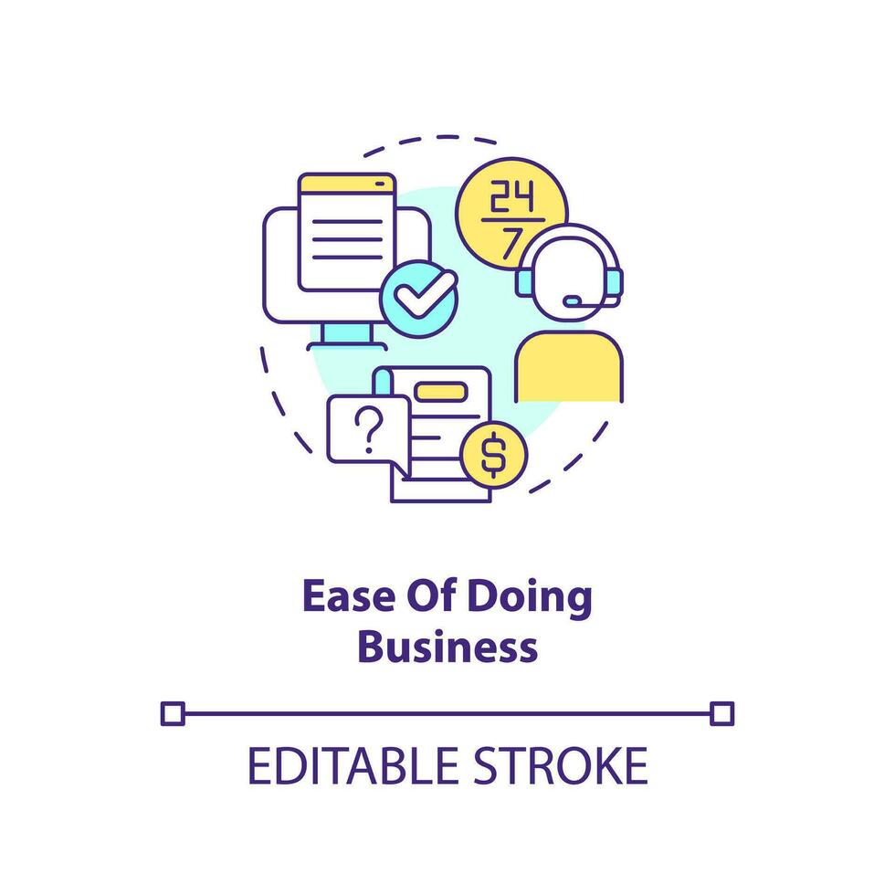 Ease of doing business concept icon. Simple interaction with insurance company abstract idea thin line illustration. Isolated outline drawing. Editable stroke vector