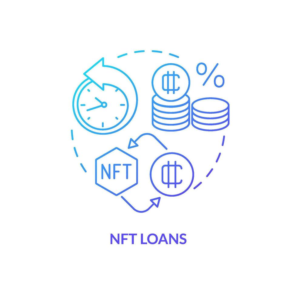 NFT loans blue gradient concept icon. Financial operations with cryptocurrency. Promising trend abstract idea thin line illustration. Isolated outline drawing vector
