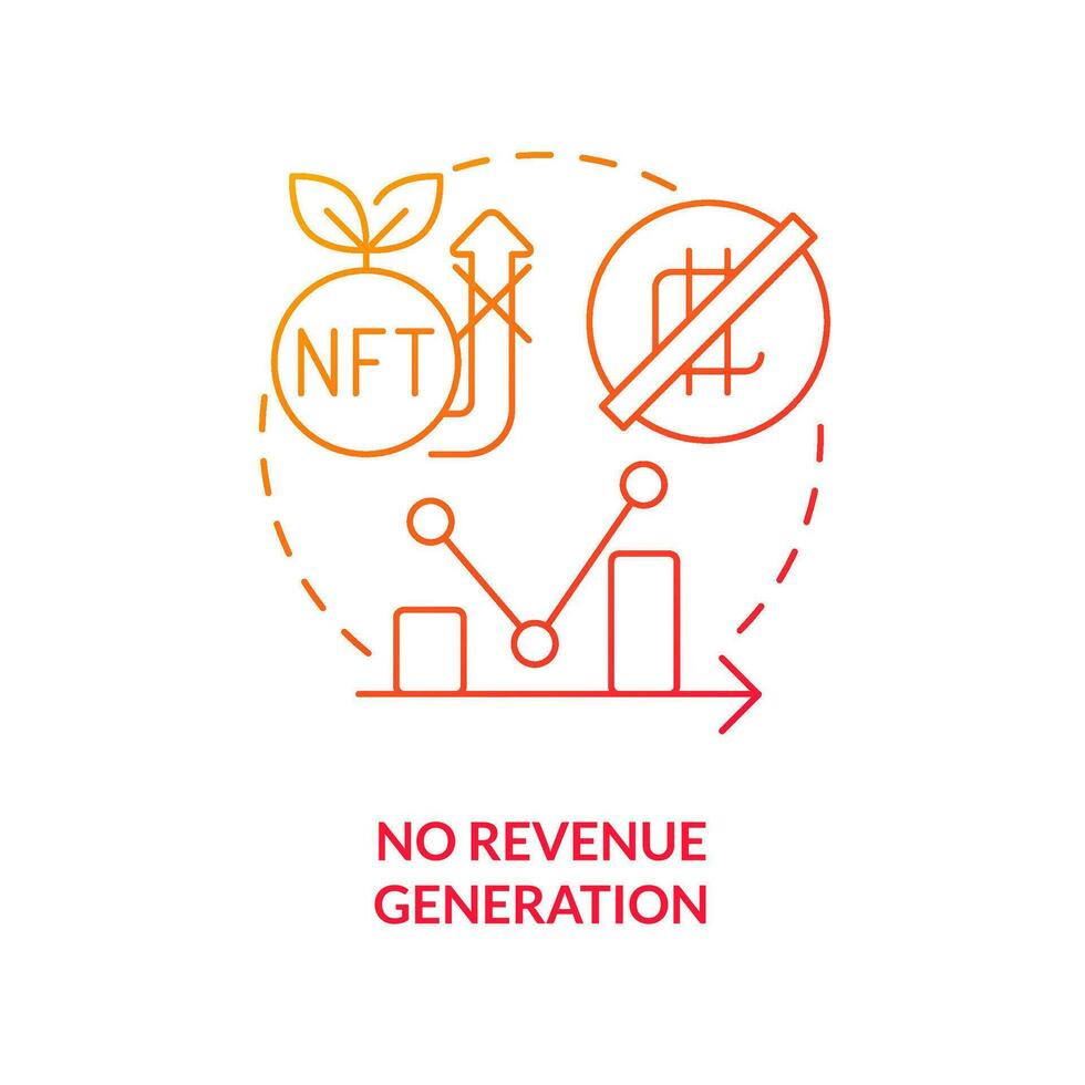 No revenue generation red gradient concept icon. Dangerous money investment. NFT disadvantage abstract idea thin line illustration. Isolated outline drawing vector