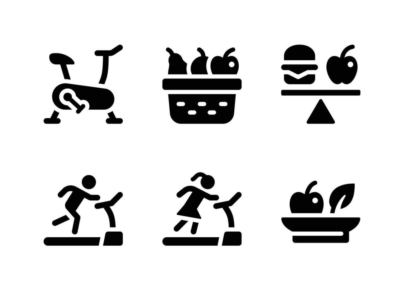 Simple Set of Healthy Living Vector Solid Icons