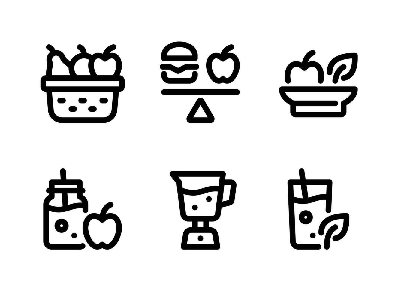 Simple Set of Healthy Living Vector Line Icons