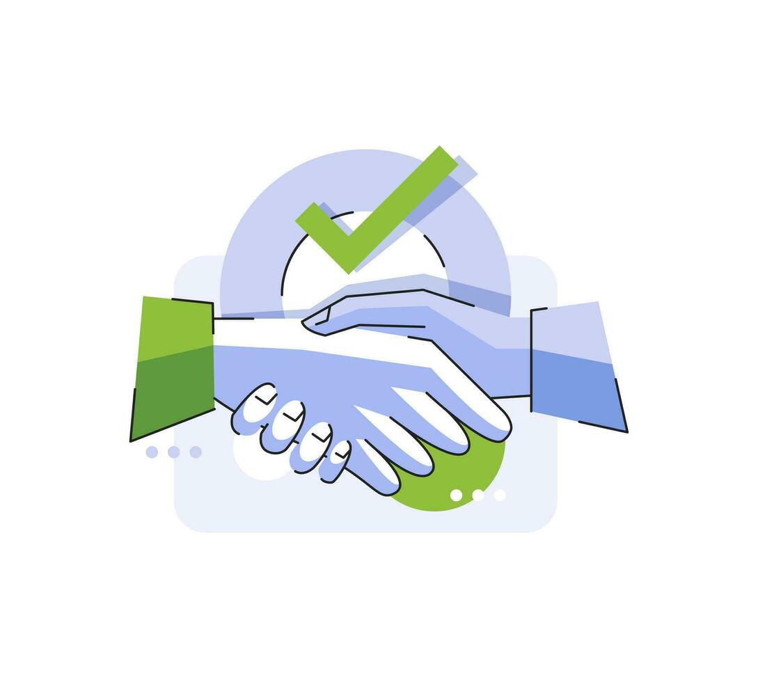 Partnership or mutual trust, handshake concept, negotiation compromise, conflict management, problem solving, deal or agreement vector