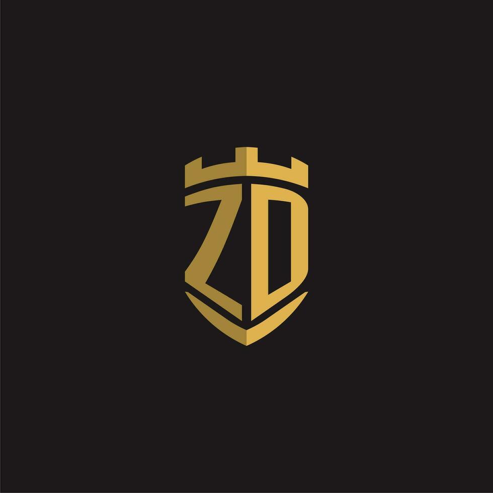 iniciales zd logo monograma con proteger estilo diseño vector