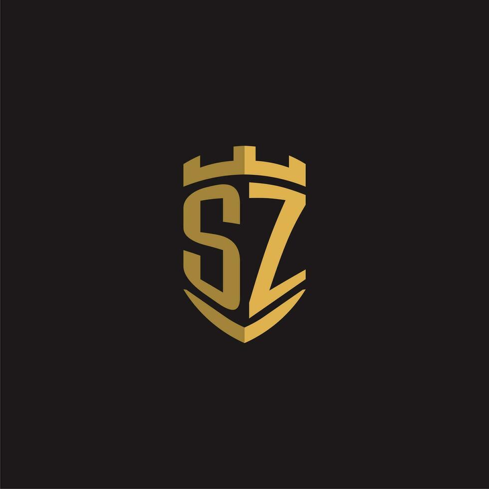 Initials SZ logo monogram with shield style design vector