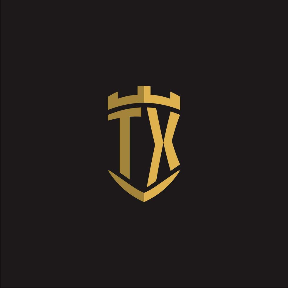 Initials TX logo monogram with shield style design vector