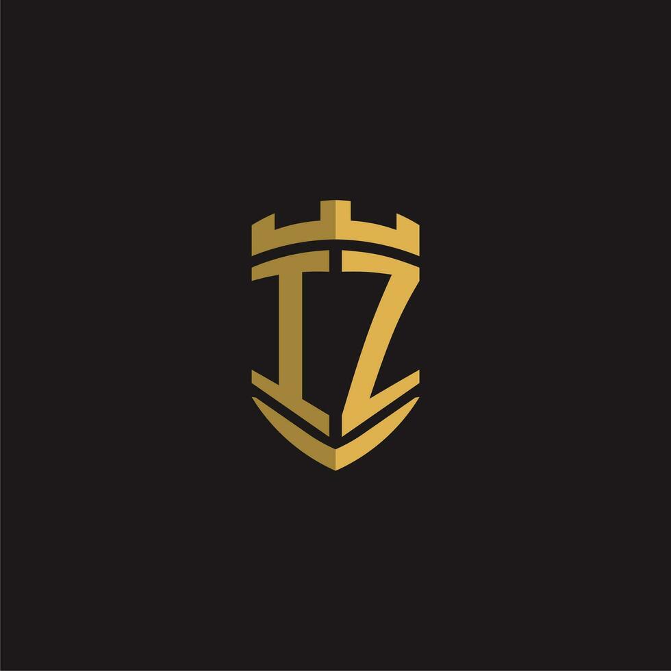 Initials IZ logo monogram with shield style design vector