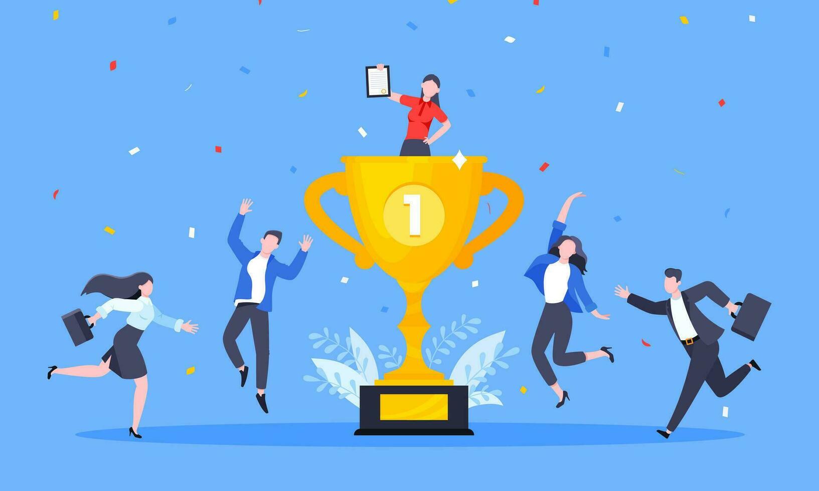 Employee recognition or proud workers of the month business concept flat style design vector illustration.