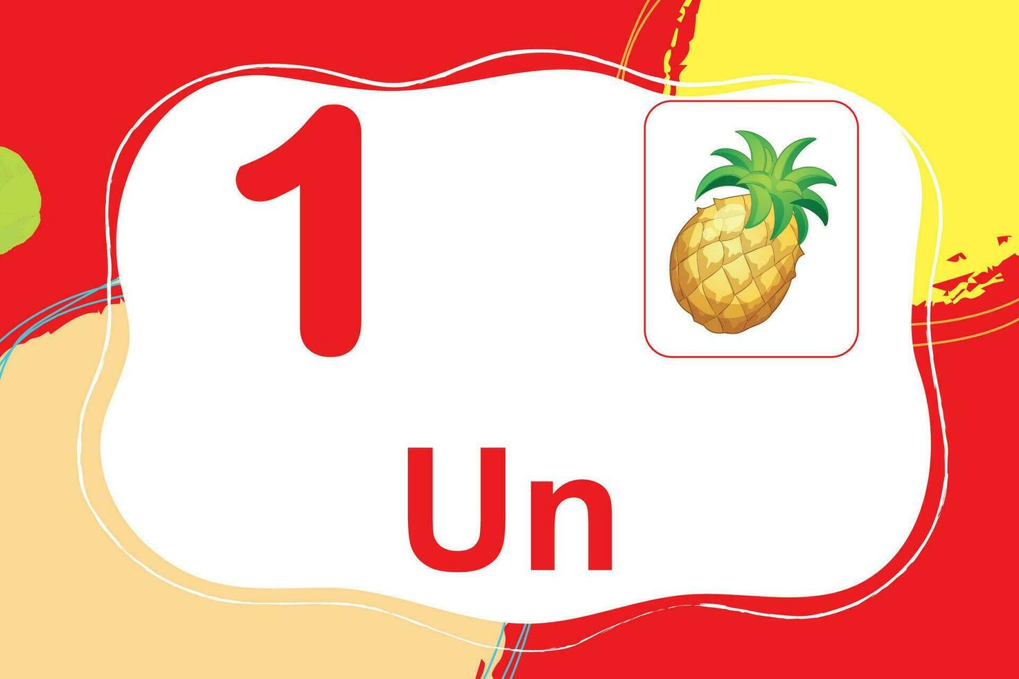 french numbers colorful Counting Fruit 1 vector
