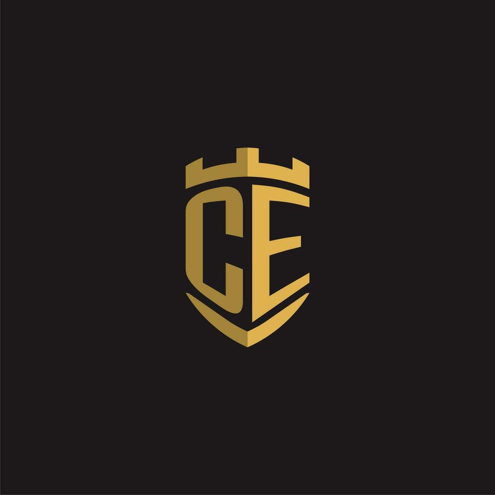 Initials CE logo monogram with shield style design vector