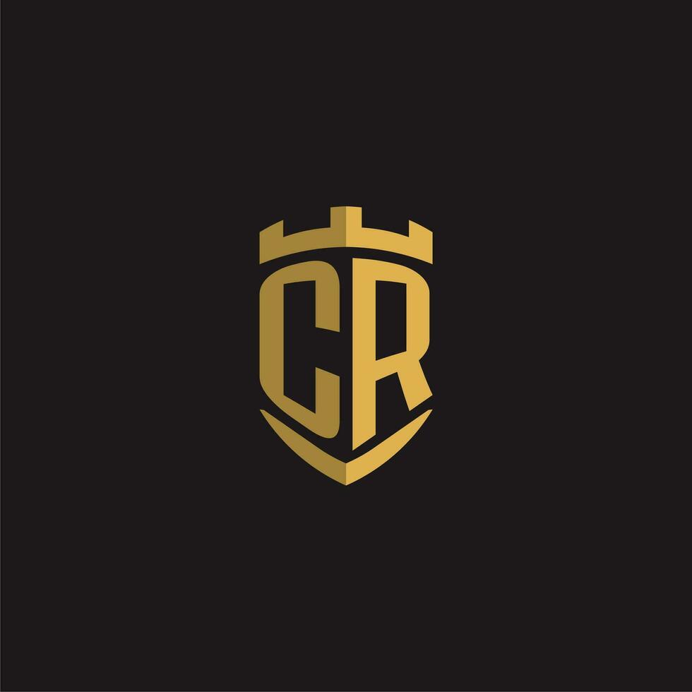 Initials CR logo monogram with shield style design vector