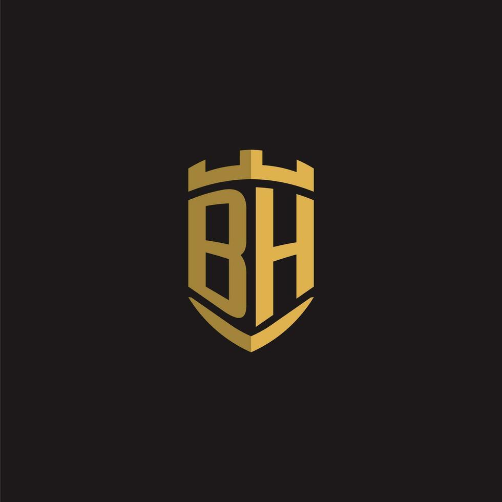 Initials BH logo monogram with shield style design vector