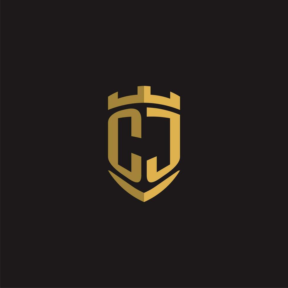 Initials CJ logo monogram with shield style design vector