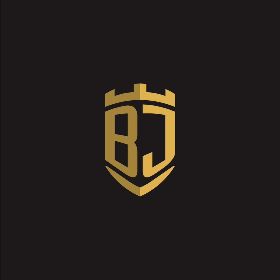 Initials BJ logo monogram with shield style design vector