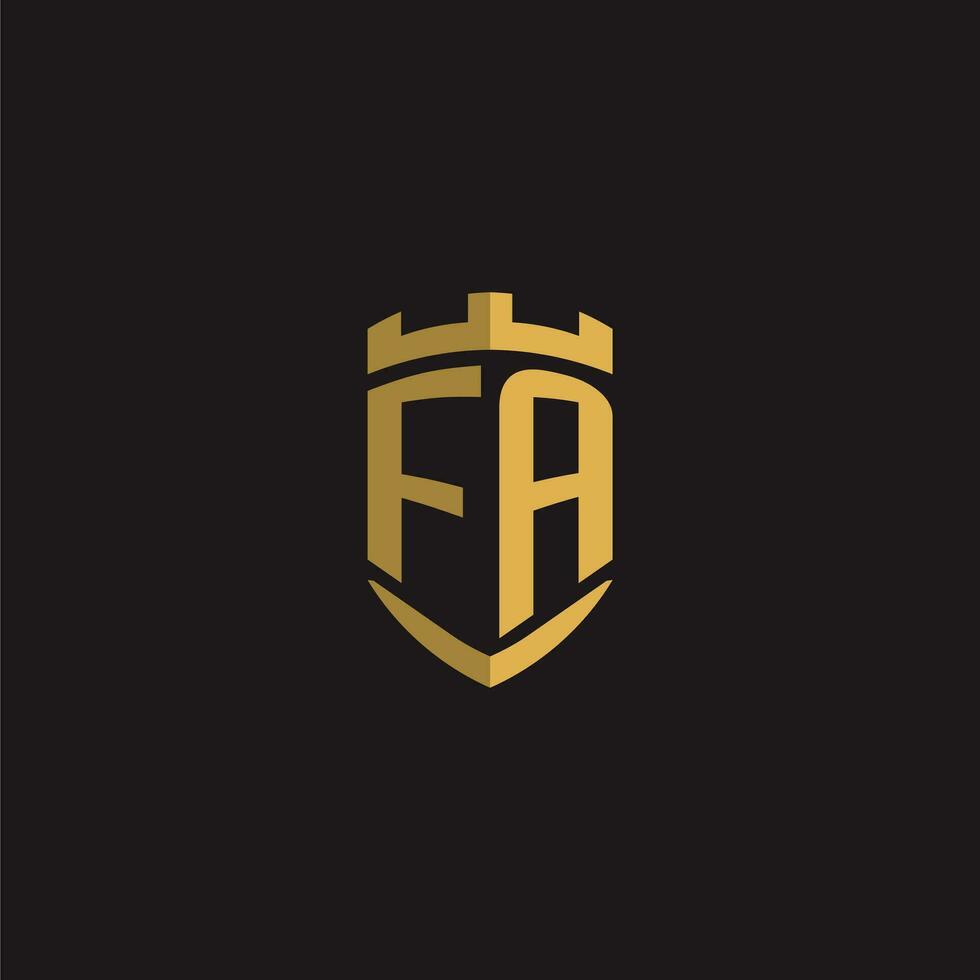 Initials FA logo monogram with shield style design vector