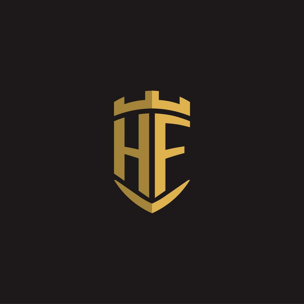 Initials HF logo monogram with shield style design vector