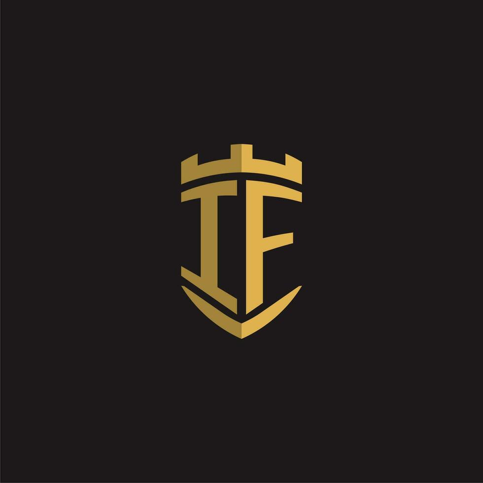 Initials IF logo monogram with shield style design vector