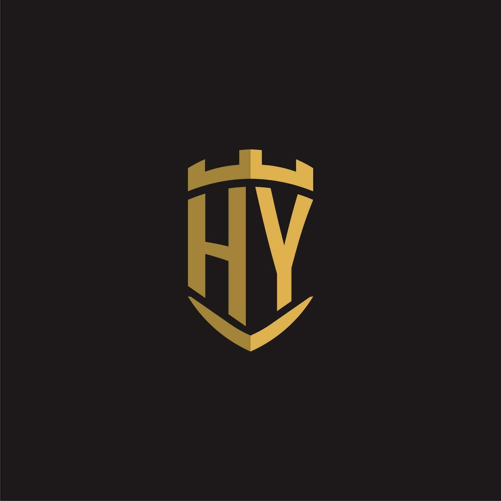 iniciales hy logo monograma con proteger estilo diseño vector