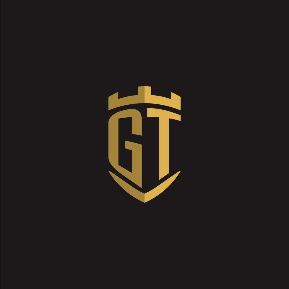 Initials GT logo monogram with shield style design vector