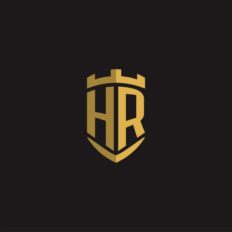 Initials HR logo monogram with shield style design vector