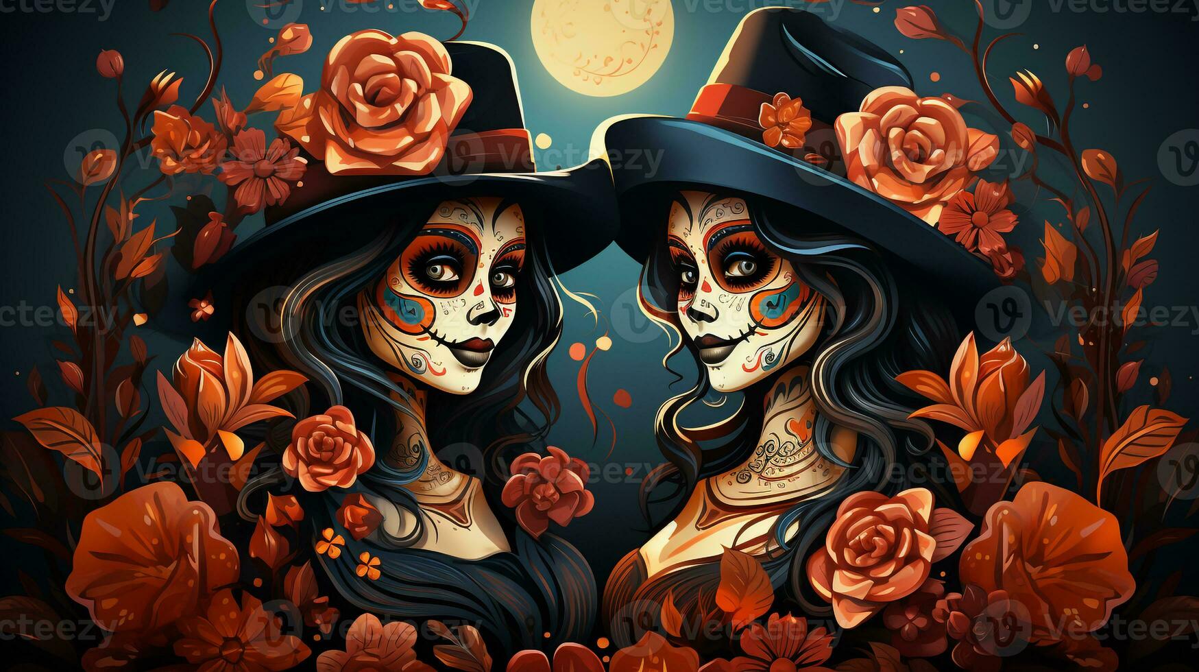 Flat cartoon Dia de muertos photo