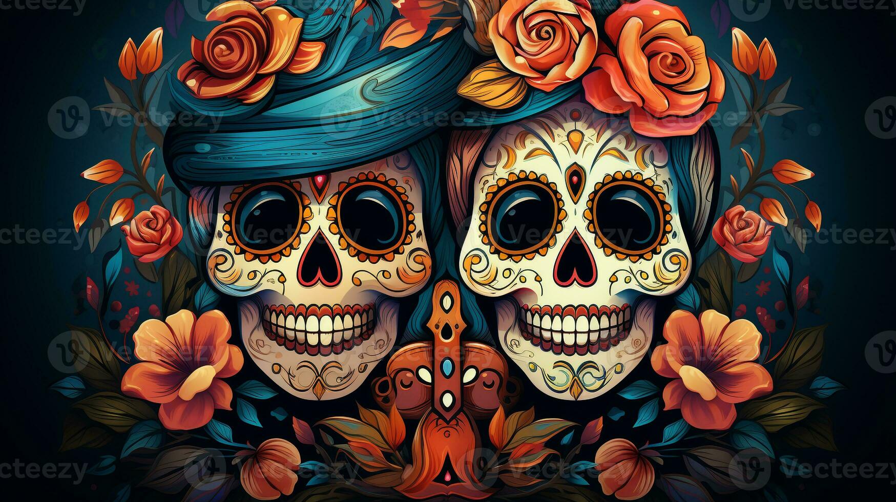 Flat cartoon Dia de muertos photo