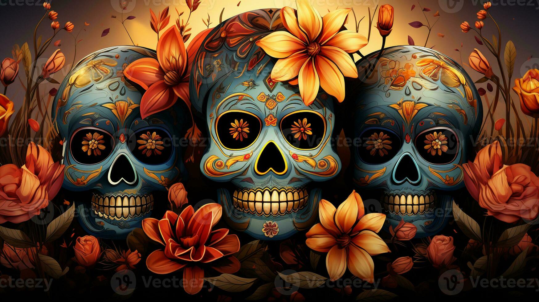 Flat cartoon Dia de muertos photo