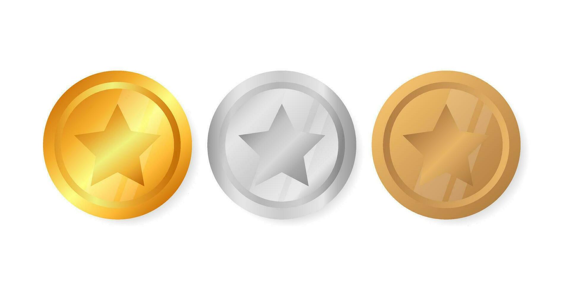 Gold, Silver and Bronze medal - 1st, 2nd and 3rd place awards set vector