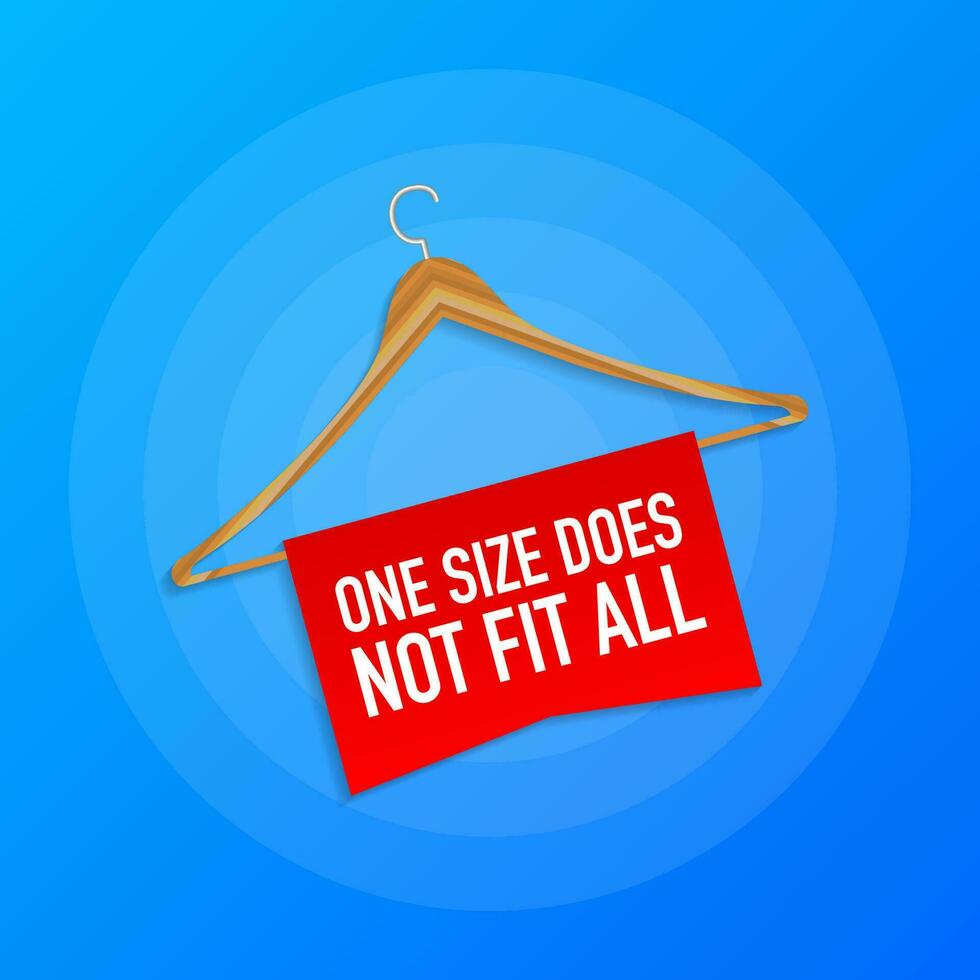 One size does not fit all labels. Banner for clothes. Vector illustration.