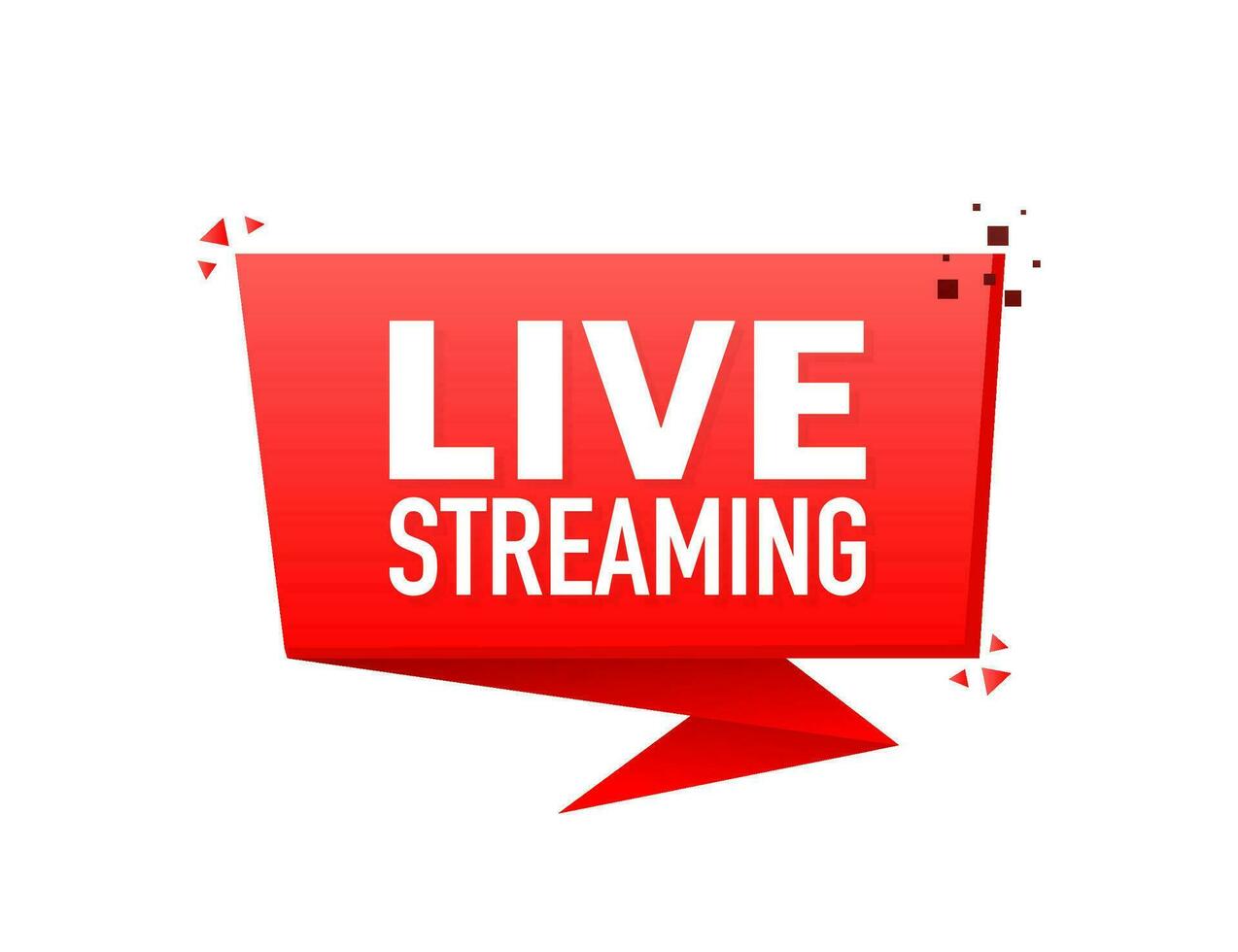 Live streaming banner in flat style on white background. Play video. Web media. Vector illustration.
