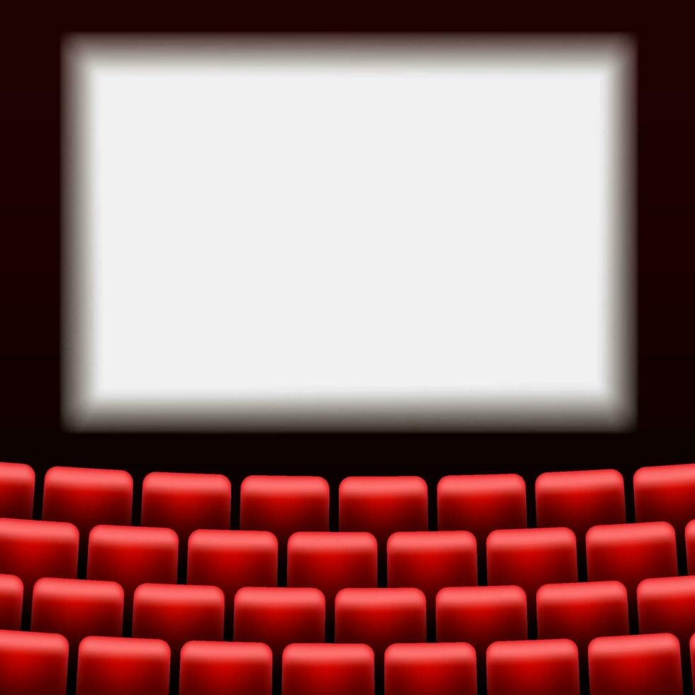 cine sala con pantalla y rojo asientos. vector