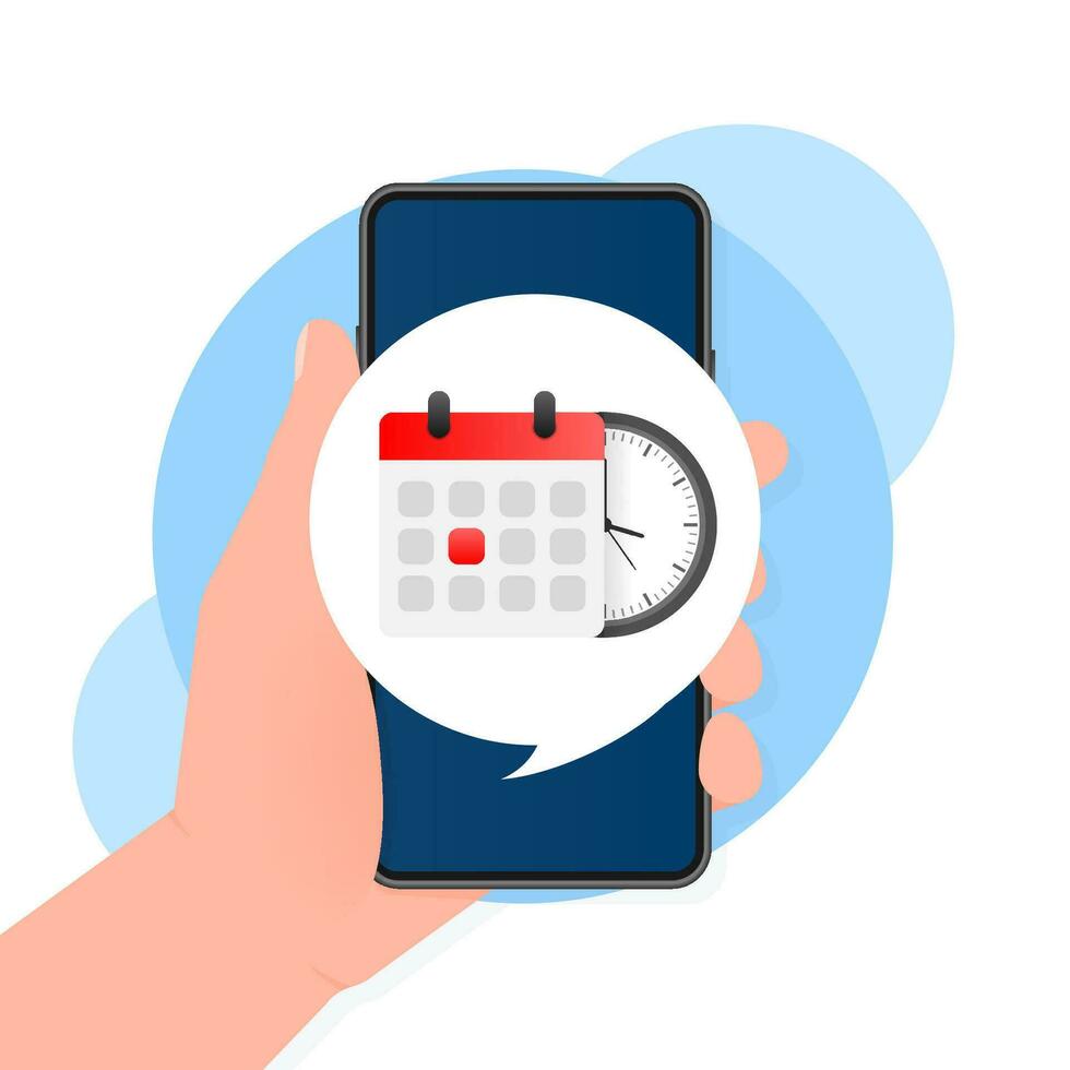 Illustration for concept design. Planner design. Clock icon vector. Time icon vector. Smartphone calendar. vector