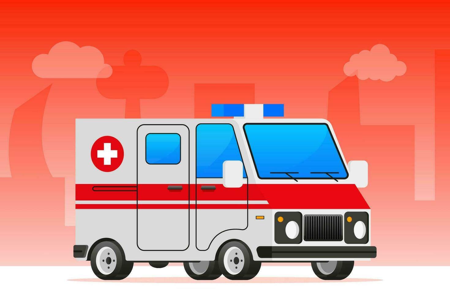 Ambulance auto paramedic emergency. Emergency doctor. Vector illustration.