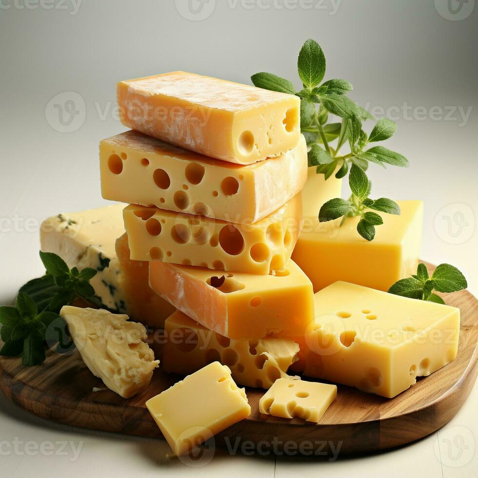 Yellow cheese on a white background photo