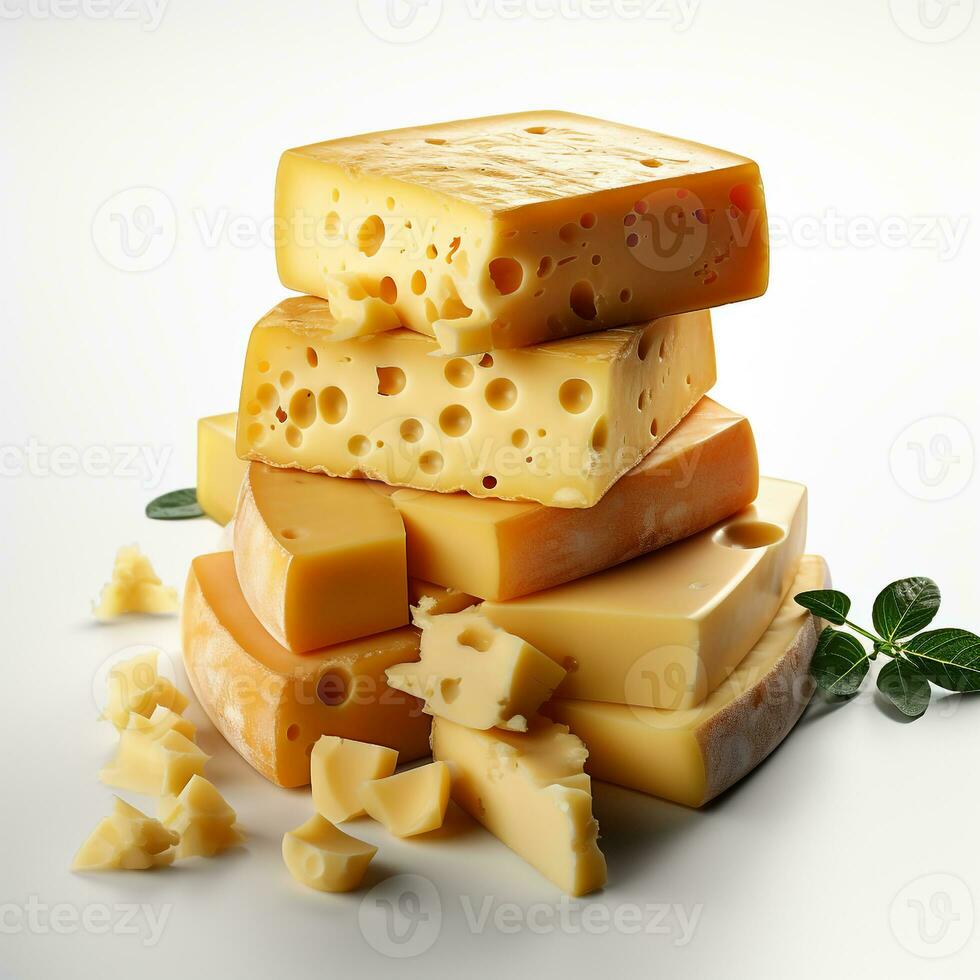 Yellow cheese on a white background photo