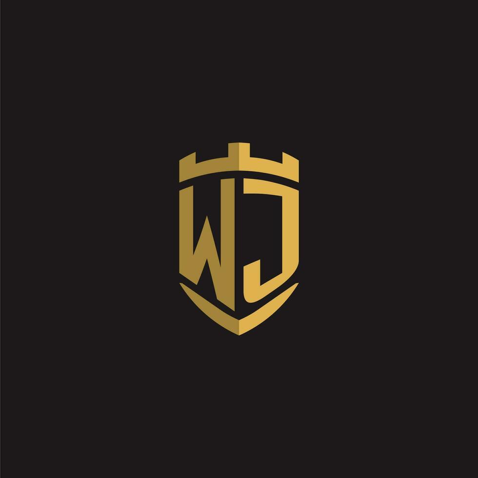 Initials WJ logo monogram with shield style design vector