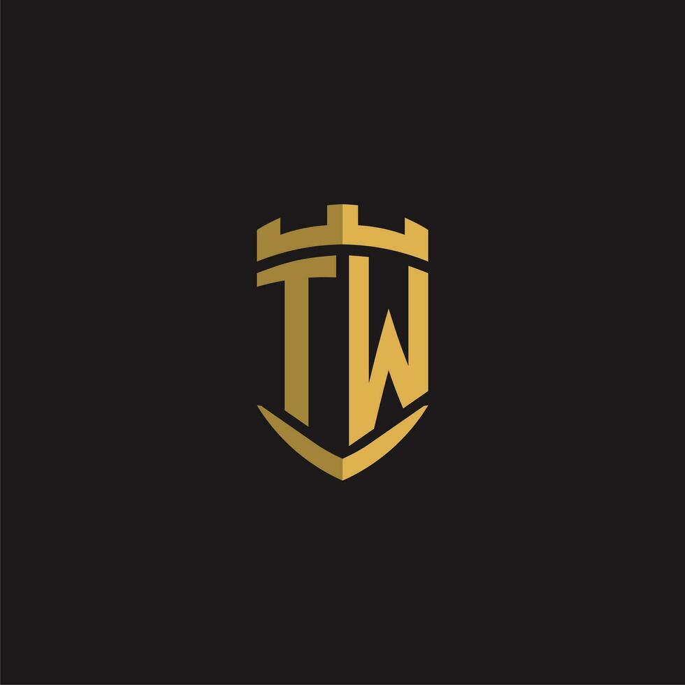 Initials TW logo monogram with shield style design vector