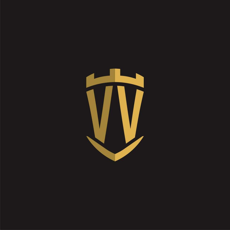 Initials VV logo monogram with shield style design vector