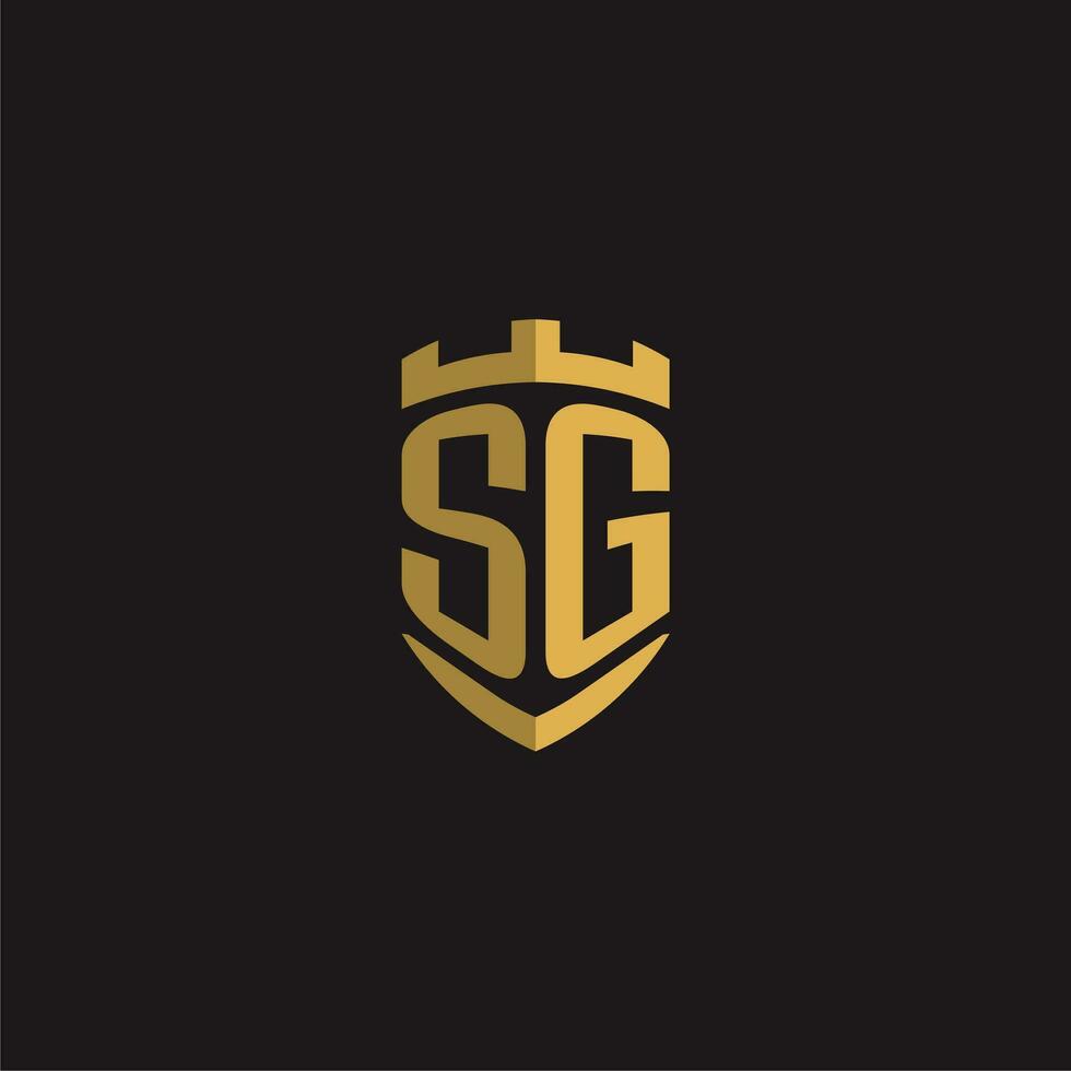 Initials SG logo monogram with shield style design vector