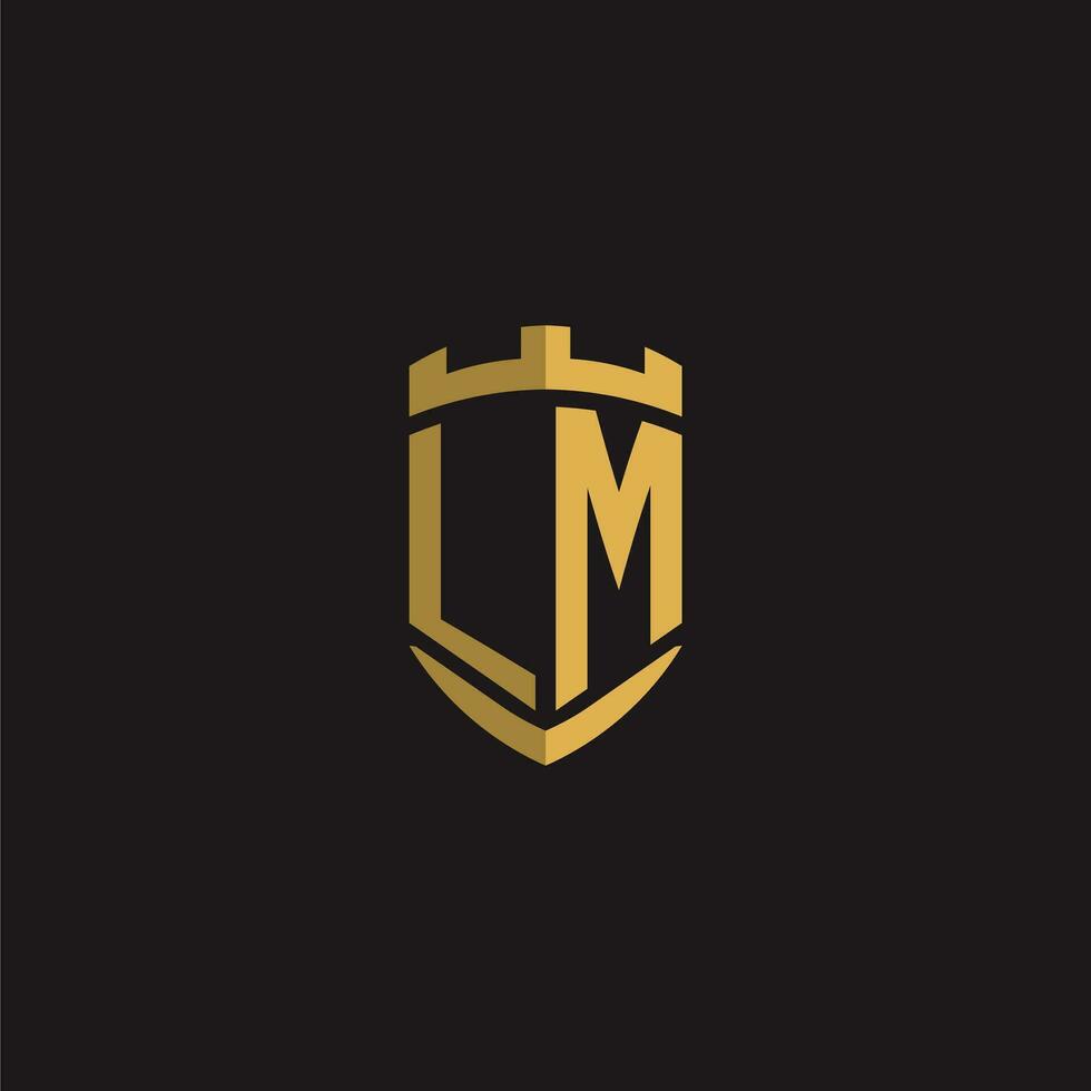 Initials LM logo monogram with shield style design vector