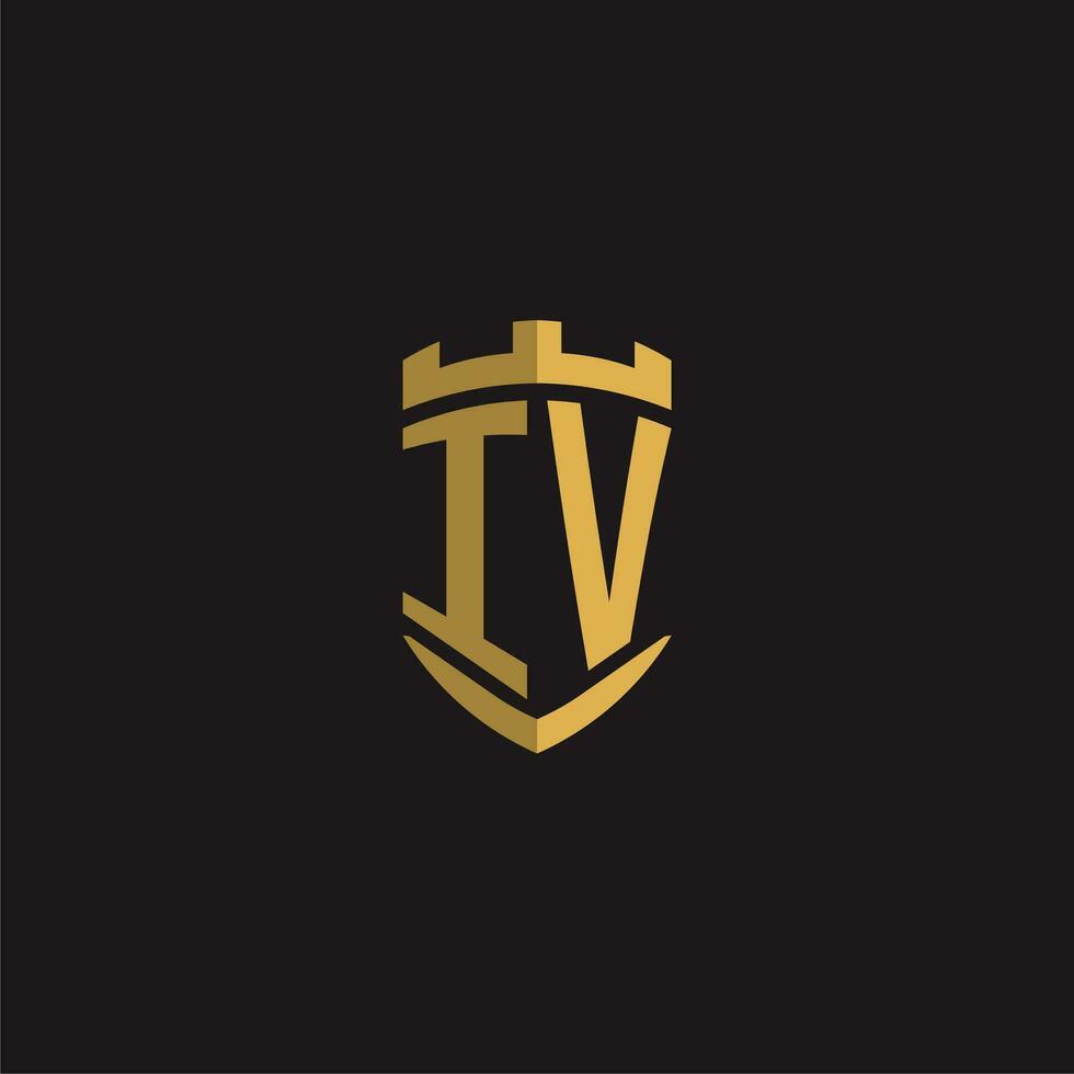 Initials IV logo monogram with shield style design vector