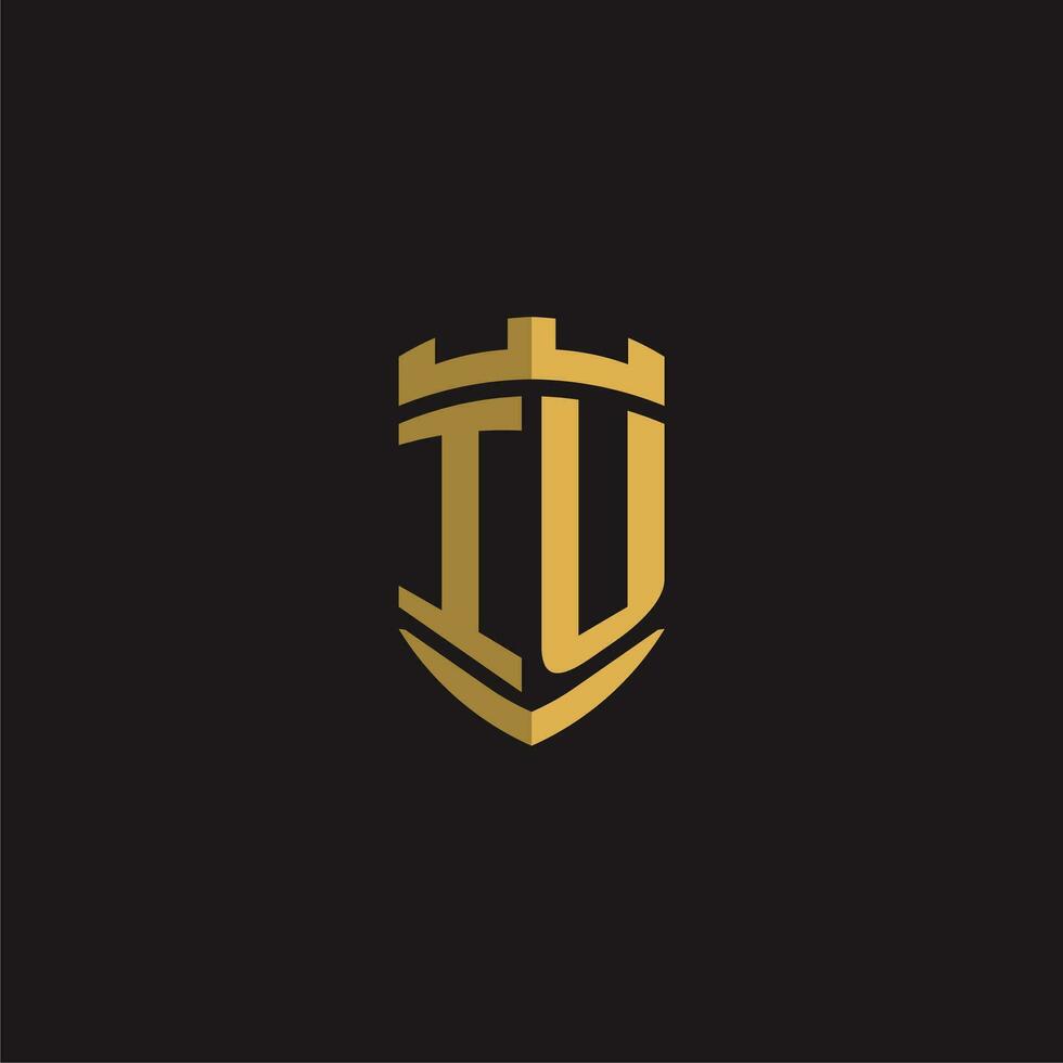 Initials IU logo monogram with shield style design vector