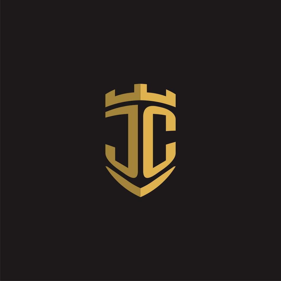 Initials JC logo monogram with shield style design vector