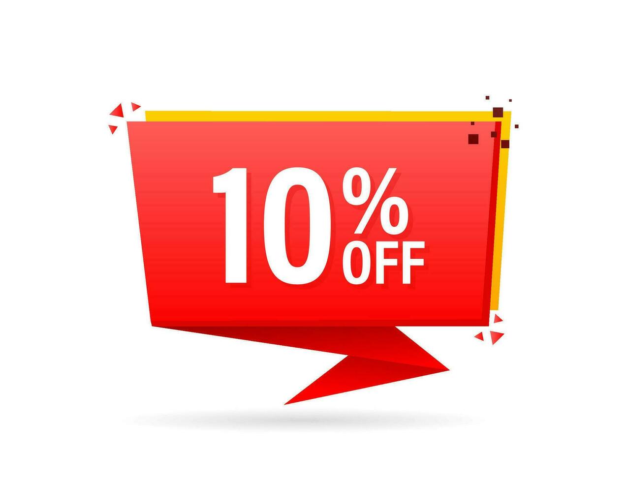 Trendy flat advertising with red 10 percent discount flat badge for promo design. Poster badge. Business design. Vector illustration.