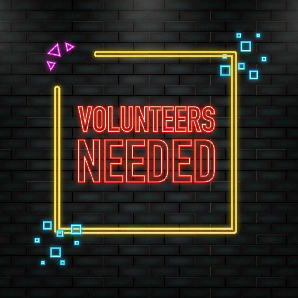 Megaphone with volunteers needed poster in flat style. Vector illustration