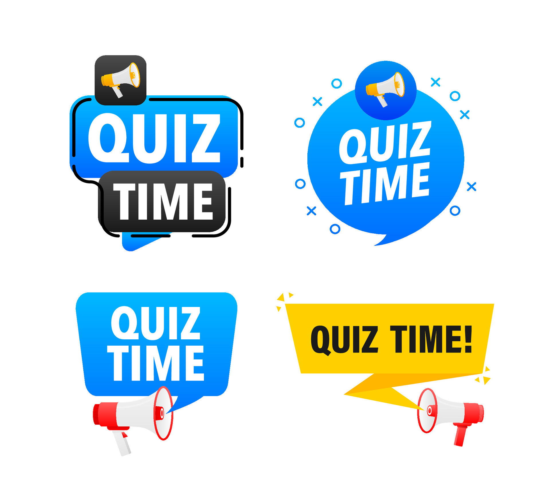 Megaphone label set with text quiz time. Quiz time announcement banner 27621269 Vector Art at