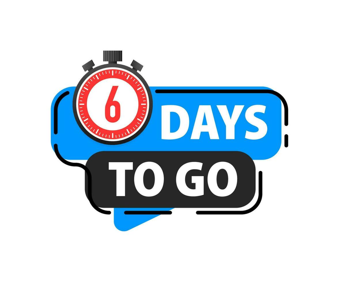 6 Days to go icon. Days Left Badges. Offer countdown date number. Timer, Hourglass icon. vector