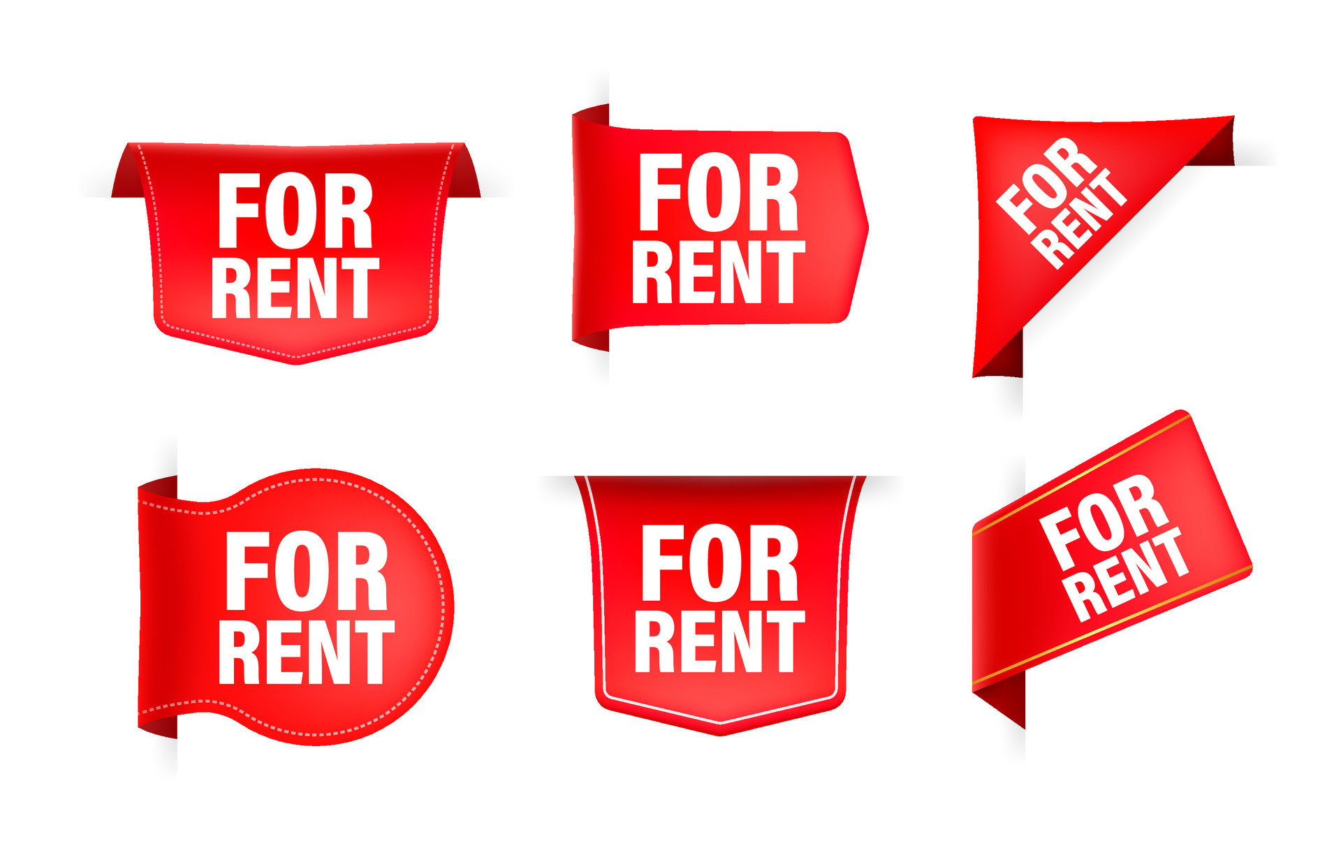 Red ribbon with text for rent. Banner ribbon label for rent 27621280