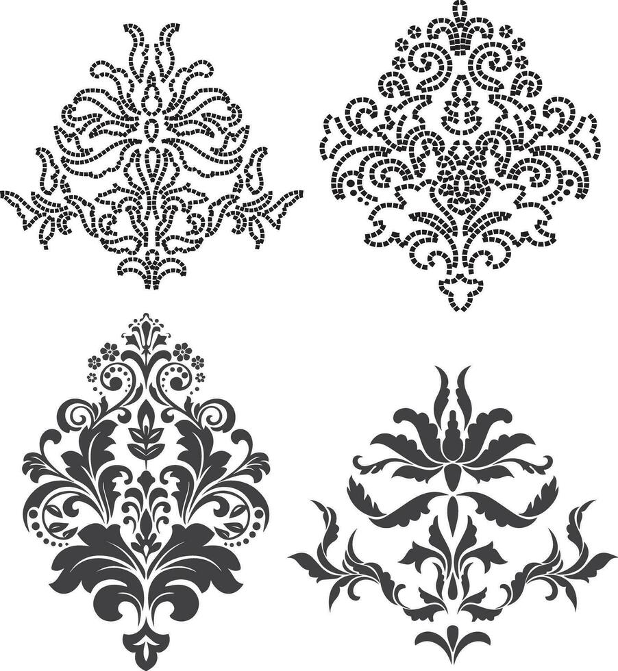 Demask pattern old English emblem style illustration vector