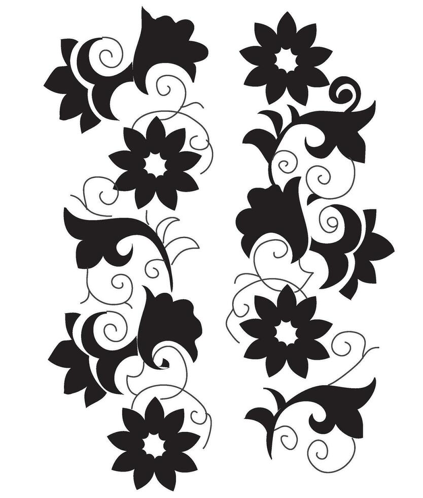 Abstract Flower and Vines Vector Illustration Vinyl cut